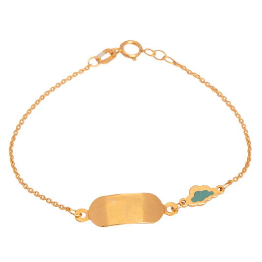 أنسيال ذهب أطفال عيار 18 بتصميم ناعم، يظهر تفاصيل دقيقة ولون ذهبي لامع.