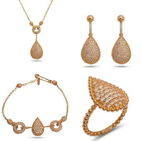 18K Gold Half Set with Studded Stones Design