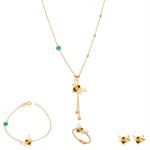 طقم ذهب أطفال عيار 18 بتصميم نحلة ذكية - Ghamieh