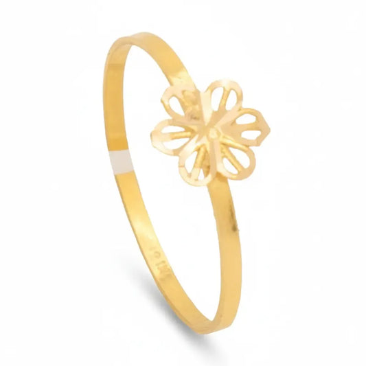 خاتم عيار 21 بتصميم وردة صغيرة - Ghamieh