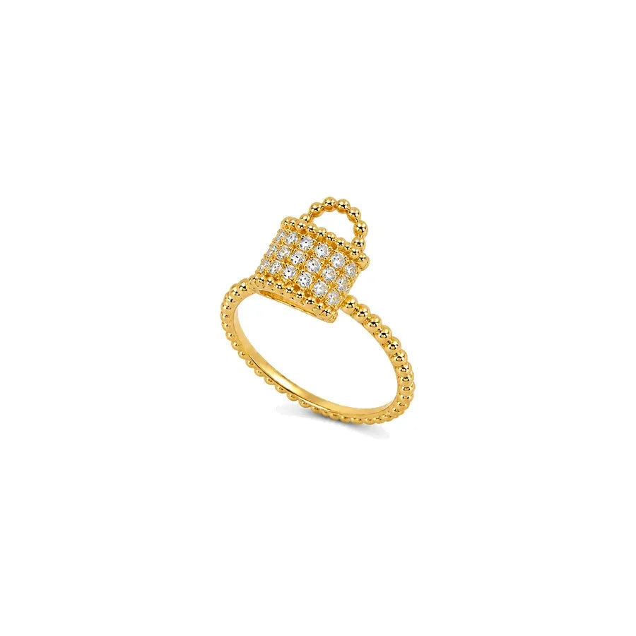 18K Gold Ring with Small Sparkling Stones Design