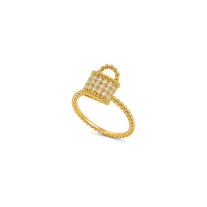 18K Gold Ring with Small Sparkling Stones Design