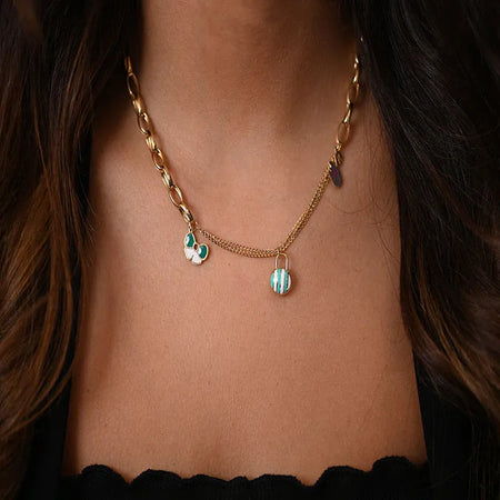 18K Gold Pendant with Pendants Design In Colorful