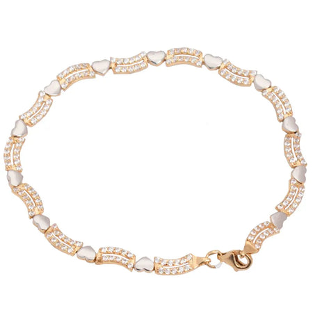 18K Chain Bracelet with Heart Gemstones Design