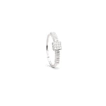 18K White Gold Ring with Shiny Square Stone Design