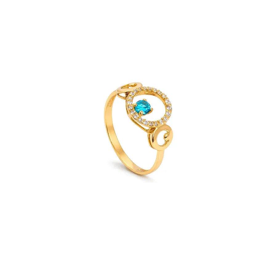 18K Gold Ring with Stone Design In Turquoise