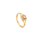 18K Gold Ring with Paved Oval Stone Design