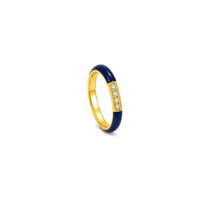 18K Gold Ring with Color Design In Blue