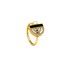 18K Gold Ring with Color Design In Black