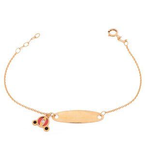 18K Gold Kids Chain Bracelet with Teddy Bear Design In Red