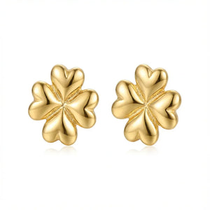 18K Gold Earrings with Hearts Flower Design