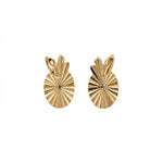 Gold 18K pineapple-shaped earrings by Ghamieh with intricate detailing and a shiny finish.