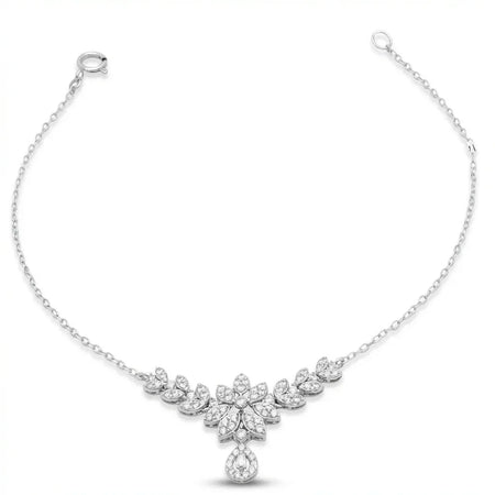 18K White Gold Bracelet with Embellished Floral Design