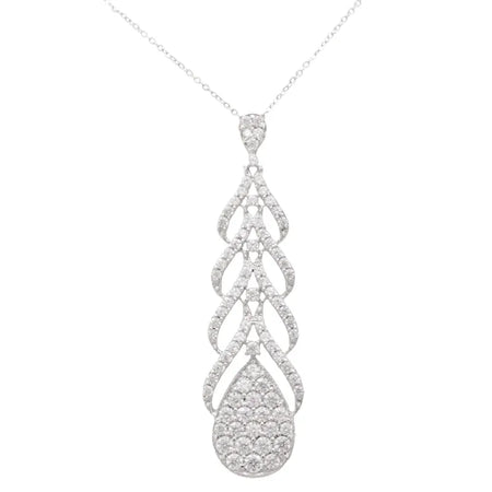 18K White Gold Pendant with Gradient Teardrop Design