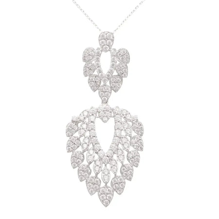 18K White Gold Pendant with Interlocking Leaves Design