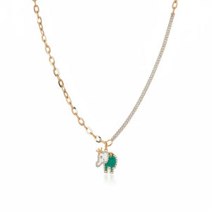 18K Gold Pendant with Embellished Elephant Design