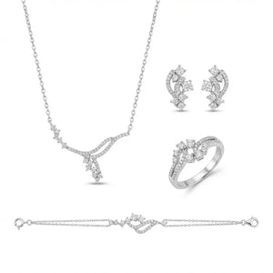 18K White Gold Set with Embellished Geometric Design
