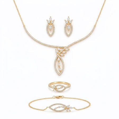 18K Gold Set with Floral Design