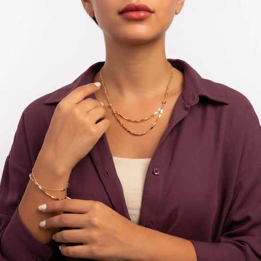 18K Gold Half Set with Bead Design