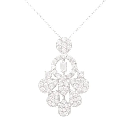 18K White Gold Pendant with Floral Design
