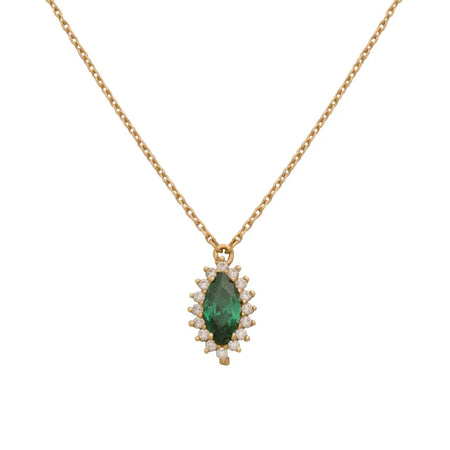 18K Gold Pendant with Stone Embellished Design In Green