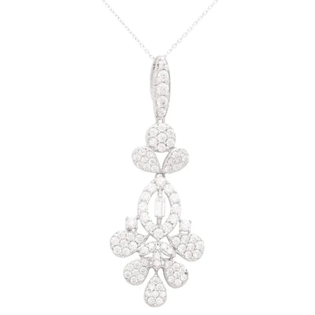 18K White Gold Pendant with Geometric Floral Design