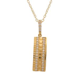 18K Gold Pendant with Shining Side Gemstones Design