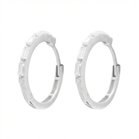 18K White Gold Earrings with Circular Stones Design