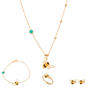 18K Gold Kid'S Jewelry Set with A Smart Bee Design