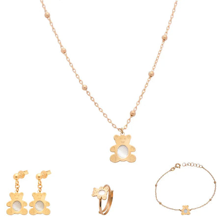 18K Gold Kids Set with Bear Design