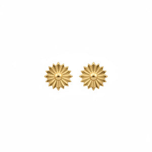 18K Gold Earrings with Ornate Flower Design