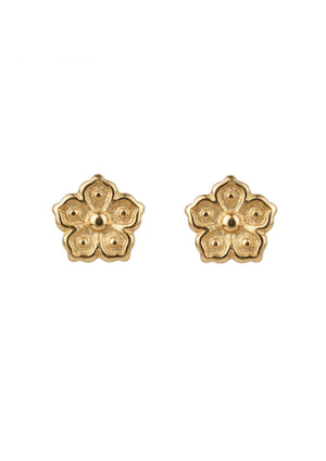 18K Gold Earrings with Spring Flower Design