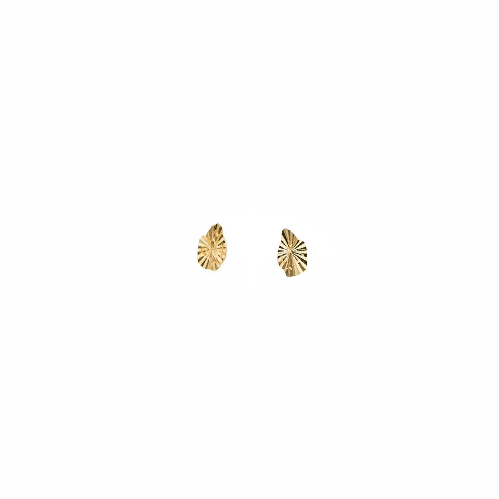 Small decorative 18K gold earrings by Ghamieh, showcasing intricate design and elegant craftsmanship.