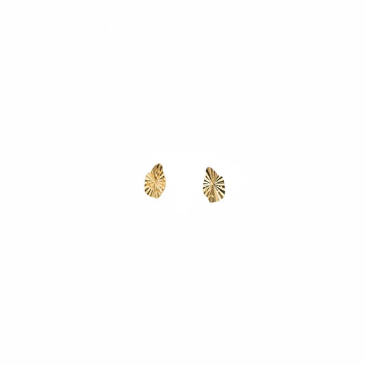 Small decorative 18K gold earrings by Ghamieh, showcasing intricate design and elegant craftsmanship.