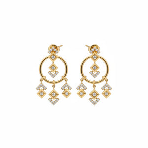 18K Gold Earrings with Circle Design