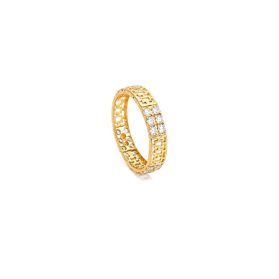 18K Gold Wedding Ring with Ouro Shining Gemstones Design