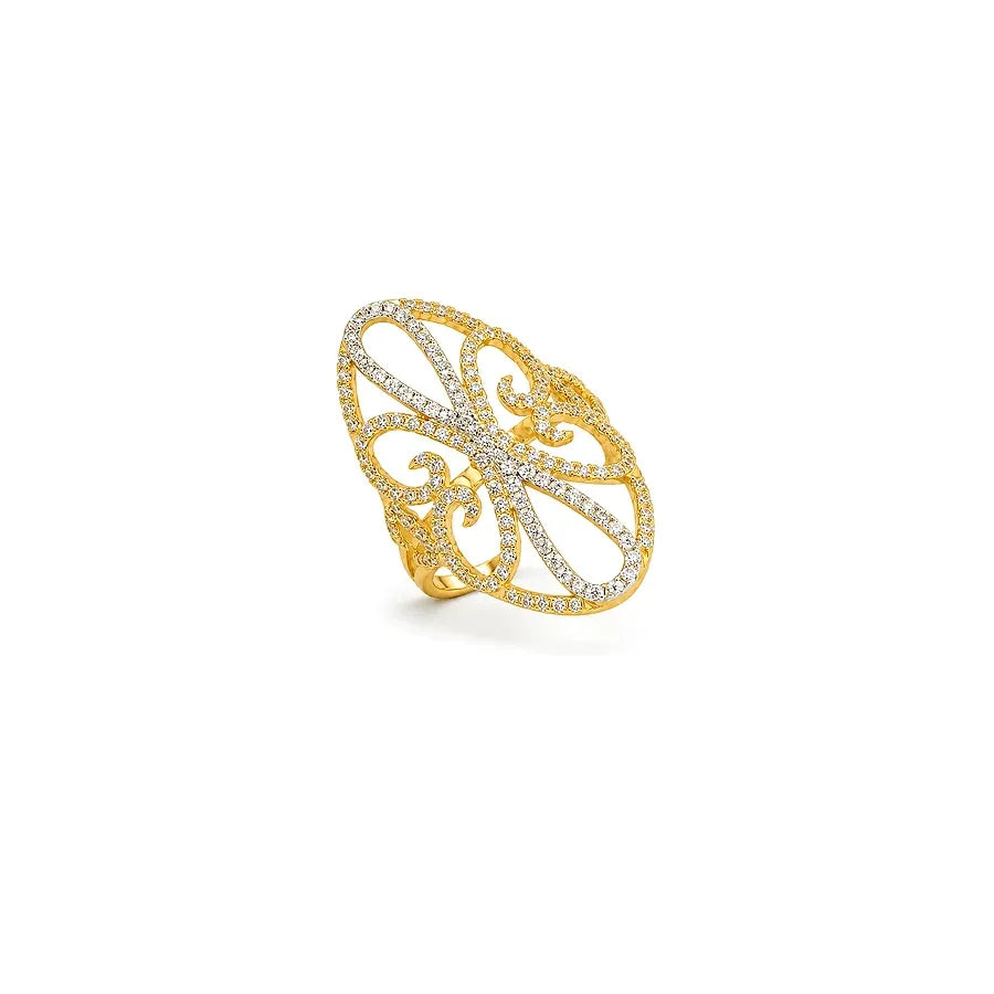 18K Gold Ring with Geometric Gemstones Design