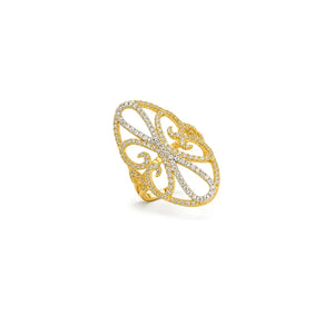 18K Gold Ring with Geometric Gemstones Design
