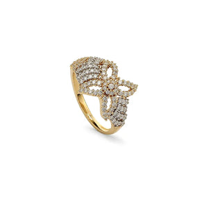 18K Gold Ring with Flower Design