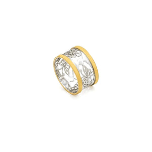 18K Gold Wedding Ring with Mariposa Openwork Butterfly Design