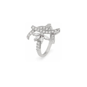 18K White Gold Ring with Celine Shining Gemstones Design