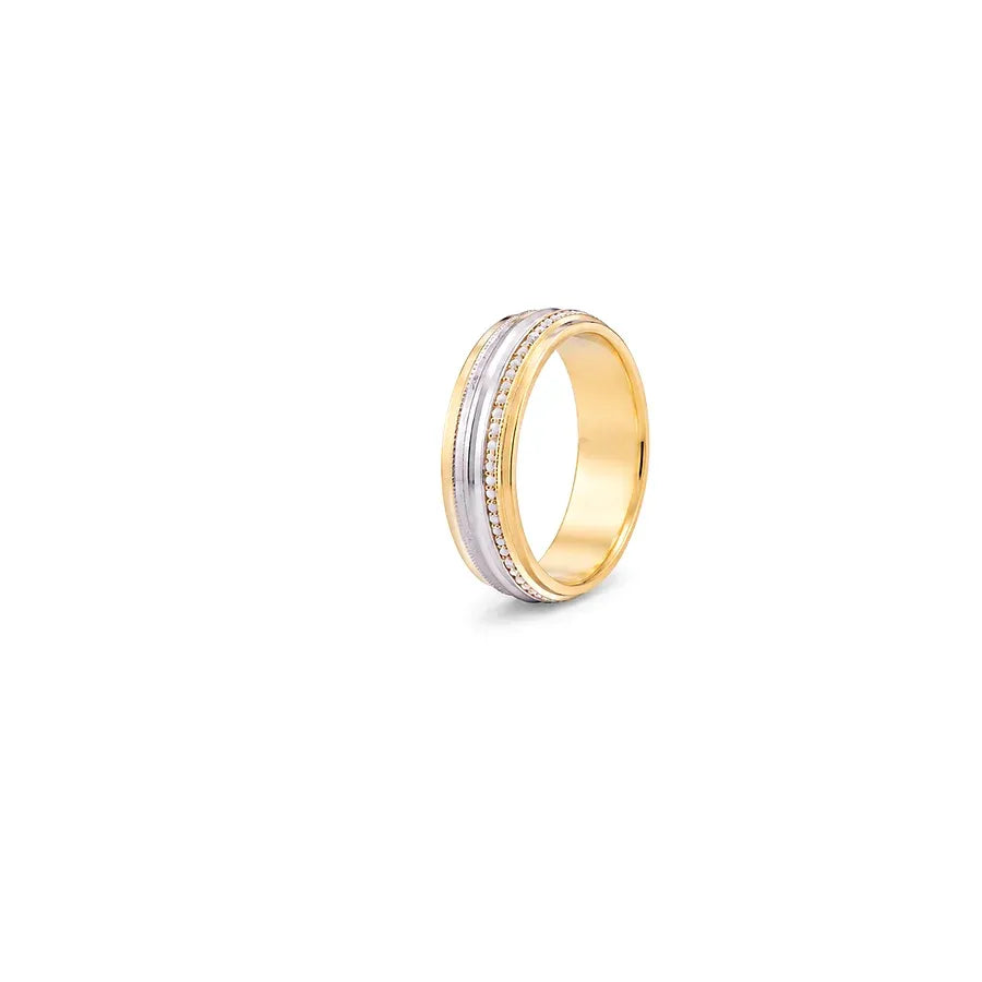 18K Gold Wedding Ring with Corzel Two-Tone Design