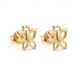 18K Gold Earrings with Butterfly Touch Design