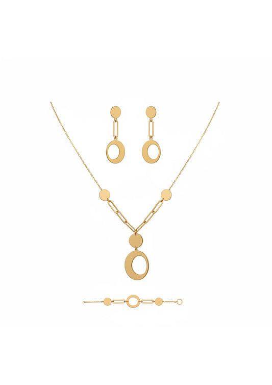18K Gold Eclipse Set with Contemporary Geometric Design