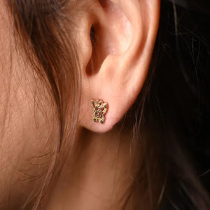 18K Gold Earrings with Ornate Butterfly Design