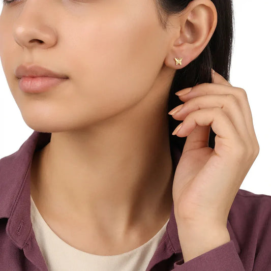 أقراط عيار 18 بتصميم فراشة