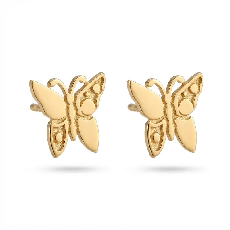 18K Gold Earrings with Butterfly Design
