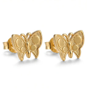 18K Gold Earrings with Butterfly Design