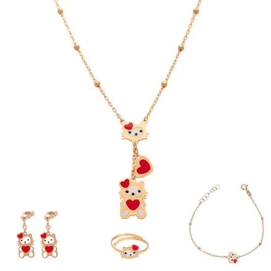 طقم قطط تمرح ذهب أطفال عيار 18