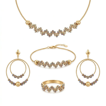 18K Gold Set with Circles Design